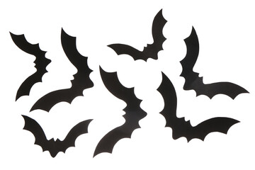 Paper bats for Halloween party on white background