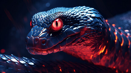 cinematic angry cobra snake glowing scales, with generative ai - obrazy, fototapety, plakaty