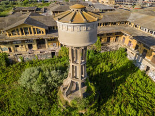 Vista aerea della zona abbandonata ex mercati generali a Roma quartiere San Paolo Garbatella