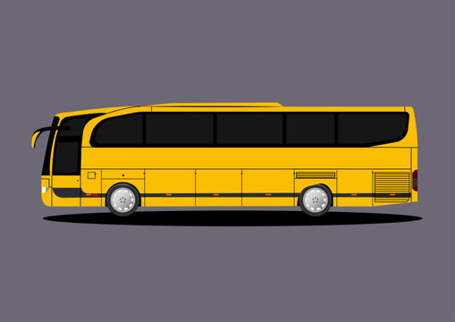 Vector illustration of side view of yellow passenger tourist bus.
