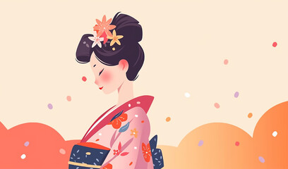 着物の女性のイラスト