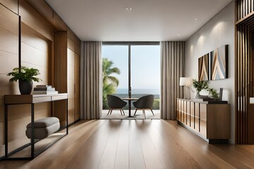 Fototapeta premium modern living room with fireplace