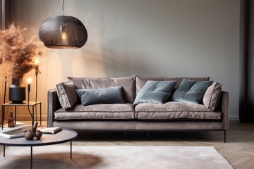 modern interior living room decorating design background sofa minimal style on cosy comfort living...