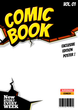 Comic magazine template background design with crack hole element