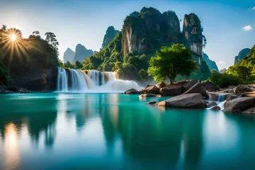 Fotobehang waterfall in the jungle © tippapatt