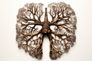 A human lung made of wood, illustration