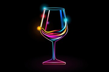 Wine glass graphic neon logo