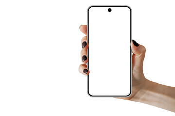phone iphone in a hand on a transparent background in PNG format