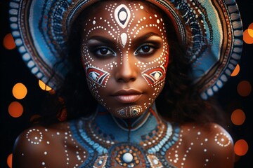 An african tribal woman with art on the face - obrazy, fototapety, plakaty