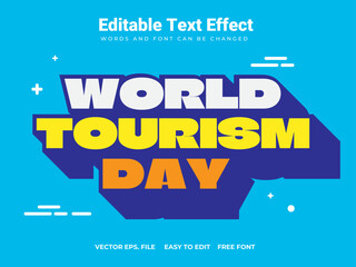 A vibrant poster design celebrating World Tourism Day with a colorful map, featuring blue and yellow tones. Suitable for promoting tourism events and destinations globally.