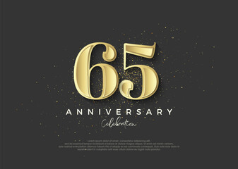 65th anniversary golden. Premium vector design to celebrate birthday. Premium vector background for greeting and celebration.