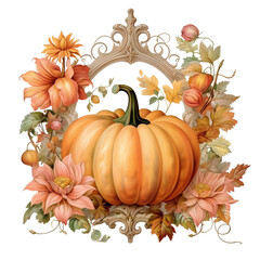 Pastel Pumpkins Patch Watercolor Clipart, Halloween Pumpkins, Fall Pumpkin Art, Pumpkin Wall Art