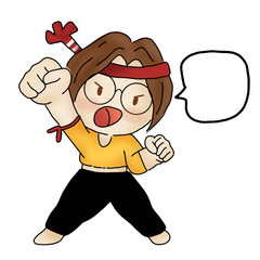 The female character ready to fight
