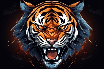 Sticker of an angry tiger face
