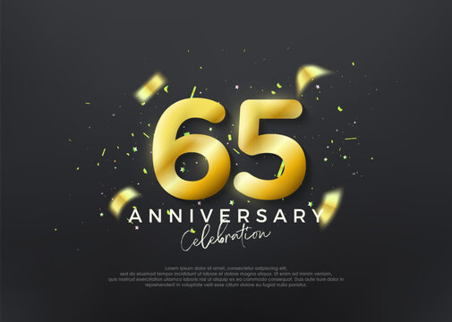 65th anniversary numbers. gold luxury vector background premium. Premium vector for poster, banner, celebration greeting.