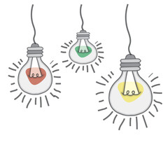 Vector light bulb icons with concept of idea.