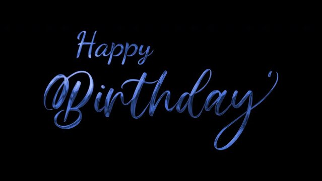 4K Happy Birthday Text Animation, lettering with alpha channel or transparent background, suitable for video content birthday celebration