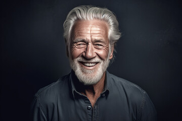 Obraz premium An elderly gentleman is smiling contentedly in a portrait.