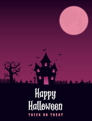 Fototapeta na wymiar vector happy halloween banner or party background with moon and pumpkins