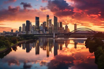 Zelfklevend Fotobehang Zalmroze Enchanting Vista of Brisbane City