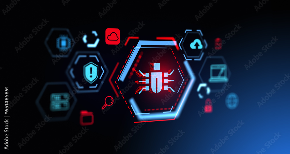 Poster cyber security bug interface background