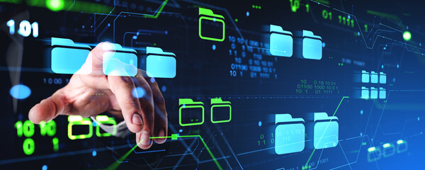 Man hand using DMS interface