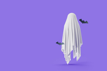 Halloween ghost with bats, creative background
