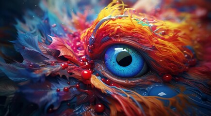 abstract colored eye on abstract colorful background, graphick designed eye on colored background, eye wallpaper
