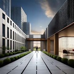 Fototapeta premium modern office building in downtown city