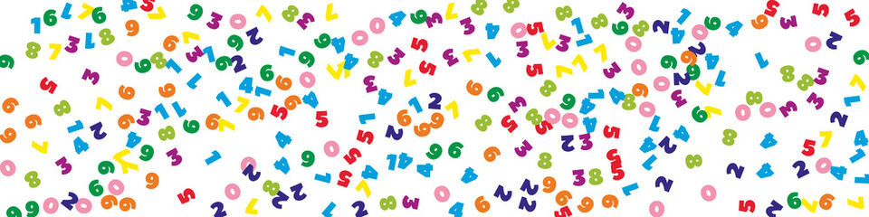 Falling colorful numbers. Math study concept with flying digits.