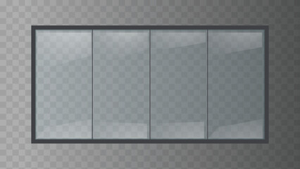 a realistic big black transparent window isolated