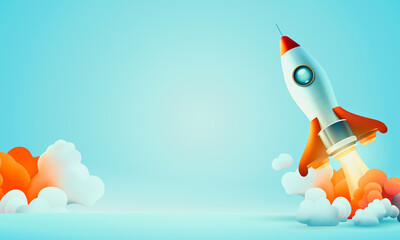 Rocket space startup, creative idea cover, landing page web site, Vector illustration, Rocket...