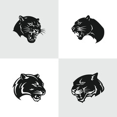 Tiger line icon set, black panther vector line logo illustration design © Saim Art