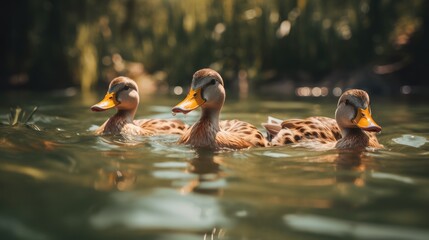 Ducks swim, AI generated Image