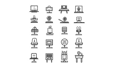 Workplace web icons Vector