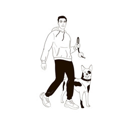 Man walking with his dog