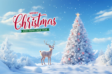 Christmas deer and happy new year background