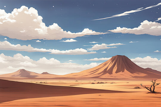 Anime desert sand dunes background banner, generated ai