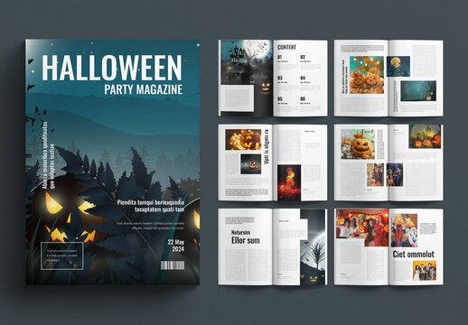 Halloween Magazine Template Design Layout