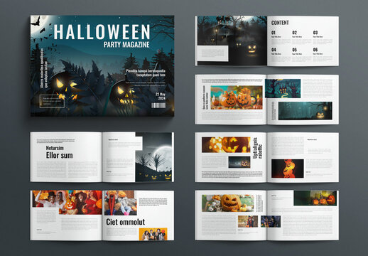 Halloween Magazine Template Design Layout Landscape