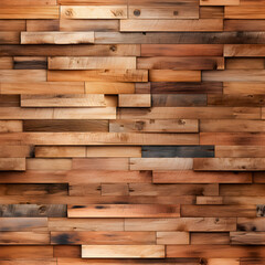 Seamless background of wall brown thin timber planks.