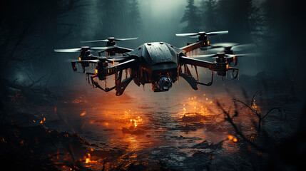 war drone in an modern conflict created with Generative AI technology