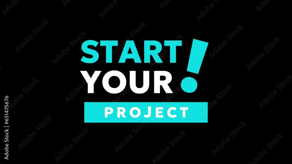Poster start your project animation text with dark background for video screen