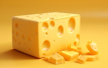 A Cheese Block Rendered in Photorealistic Detail