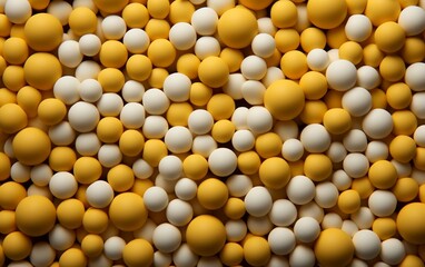 A Stack of Ceramic Beads in Shades of Yellow and Tan