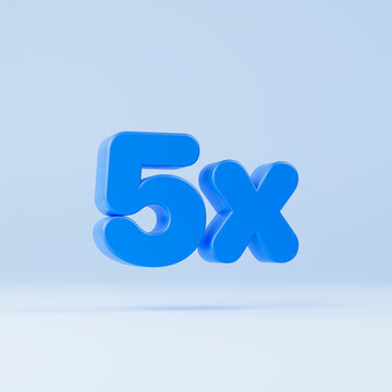 3D 5x blue symbol isolated solid background. 5x off on sale. Illustration for advertising. 3D rendering.