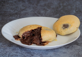 Bomb famous chocolate of Izmir. Chocolate inside thin baked dough. Turkish name is bomba. Izmir famous chocolate concept photo.