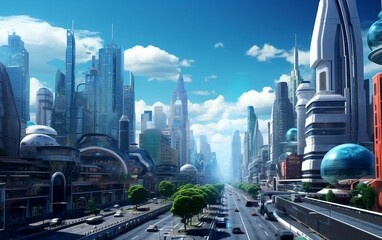 New York City in 2050: Futuristic and Renowned - obrazy, fototapety, plakaty
