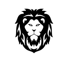 Silhouette of lion face on black and white theme