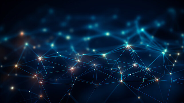 The glowing lines network on dark background, Generative Ai